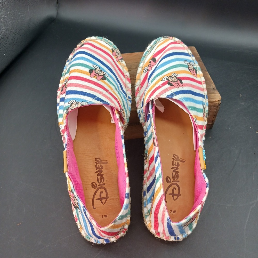 DISNEY UBUNTU Minnie Mouse Handmade Canvas Espadrille Stripes Slip On Women Sz 7 - Picture 3 of 10